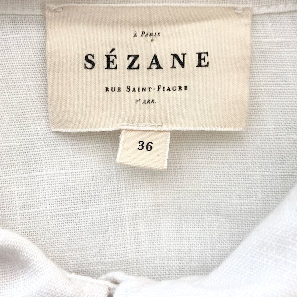 SEZANE Tomboy Embroidered Flower Linen Shirt Button Up White - Picture 4 of 12